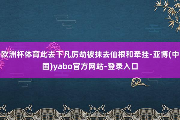 欧洲杯体育此去下凡厉劫被抹去仙根和牵挂-亚博(中国)yabo官方网站-登录入口