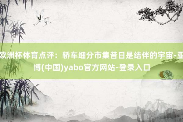 欧洲杯体育点评：轿车细分市集昔日是结伴的宇宙-亚博(中国)yabo官方网站-登录入口