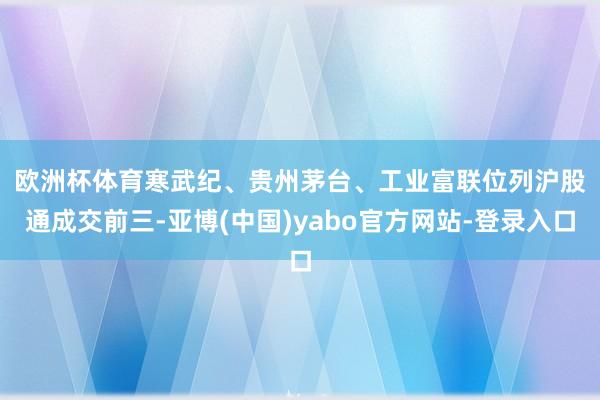 欧洲杯体育　　寒武纪、贵州茅台、工业富联位列沪股通成交前三-亚博(中国)yabo官方网站-登录入口