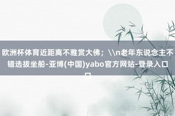 欧洲杯体育近距离不雅赏大佛；\n老年东说念主不错选拔坐船-亚博(中国)yabo官方网站-登录入口