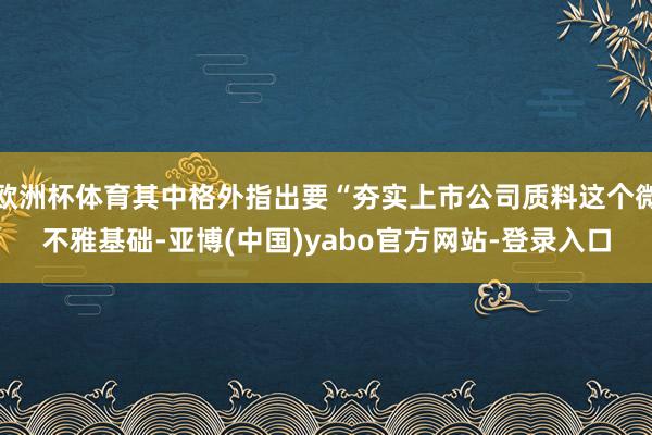欧洲杯体育其中格外指出要“夯实上市公司质料这个微不雅基础-亚博(中国)yabo官方网站-登录入口