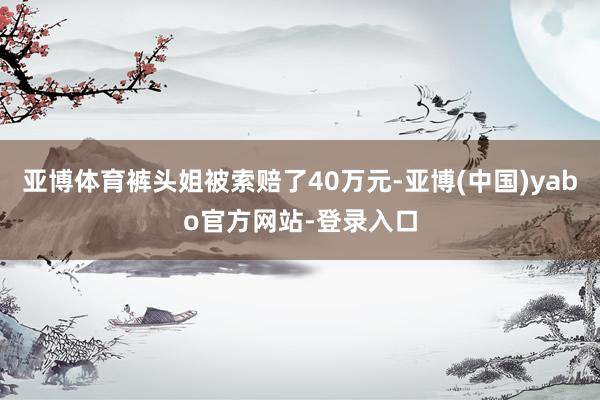 亚博体育裤头姐被索赔了40万元-亚博(中国)yabo官方网站-登录入口