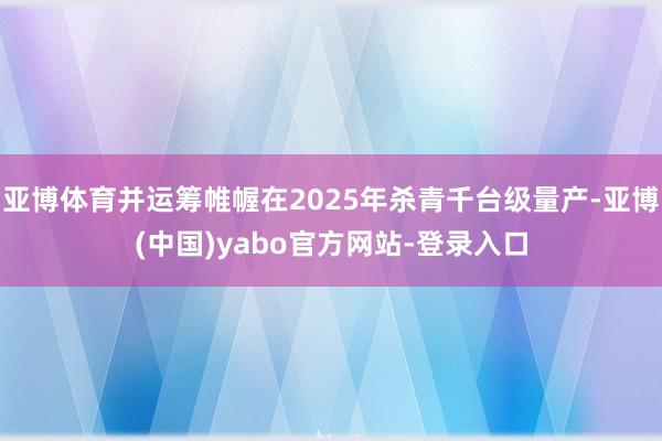 亚博体育并运筹帷幄在2025年杀青千台级量产-亚博(中国)yabo官方网站-登录入口