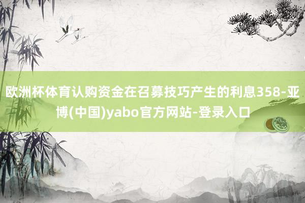 欧洲杯体育认购资金在召募技巧产生的利息358-亚博(中国)yabo官方网站-登录入口