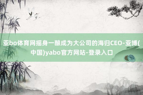 亚bo体育网摇身一酿成为大公司的海归CEO-亚博(中国)yabo官方网站-登录入口
