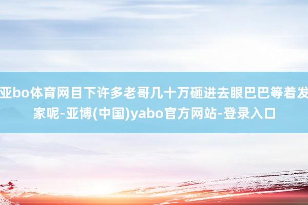 亚bo体育网目下许多老哥几十万砸进去眼巴巴等着发家呢-亚博(中国)yabo官方网站-登录入口