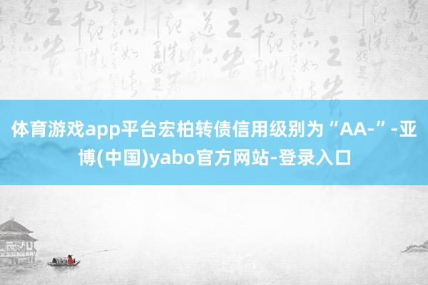 体育游戏app平台宏柏转债信用级别为“AA-”-亚博(中国)yabo官方网站-登录入口