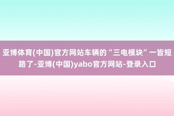 亚博体育(中国)官方网站车辆的“三电模块”一皆短路了-亚博(中国)yabo官方网站-登录入口